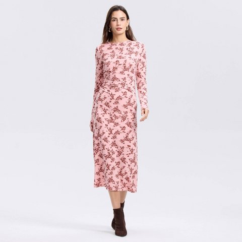 Женские платья A New Day Women's Long Sleeve Twisted Midi Bodycon Dress - A New Day™ Vintage Blooms XL