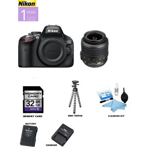 Nikon D5100/D5600 Digital SLR Camera With 18-55mm f/3.5-5.6G VR Lens | Sandisk 3GB Memory Card | Spider Tripod | Cleaning Kit - 1 of 4