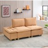 Vynxaria 74-Inch Pumpkin Flannel Sofa - Stylish Double-Seater with Storage & Cup Holders - 2 of 4