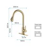 JUJABU Single Handle Stainless Steel Kitchen Sink Faucet with Pull Down Sprayers - Gold - 3 of 4