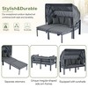 SKRAN 3-Piece Patio Daybed with Retractable Canopy Outdoor Metal Sectional Sofa Set Sun Lounger with Cushions for Backyard, Porch, Poolside, Grey - 4 of 4