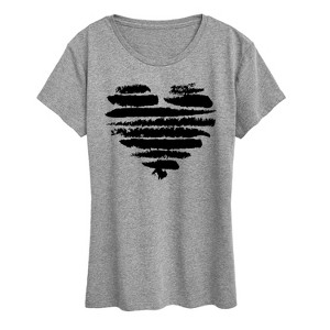 Women's - Instant Message - Brushstroke Heart Stripes Short Sleeve Graphic T-Shirt - 1 of 4
