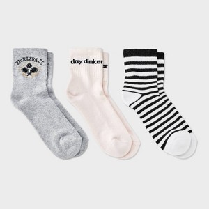 Women's Cushioned Striped 3pk Mid Crew Socks - Universal Thread™ 4-10 - 1 of 3