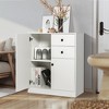 Costway Kitchen Storage Cabinet 2 Drawer Sideboard Floor Cupboard with  Adjustable Shelves - 2 of 4