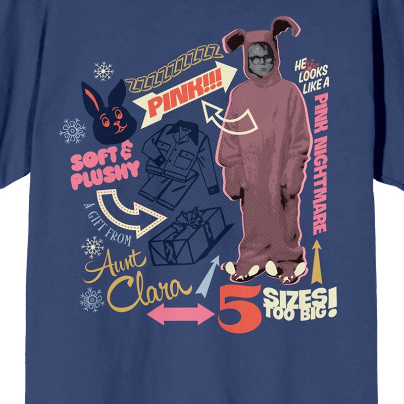 A Christmas Story Pink Nightmare Unisex Navy T-shirt, 2 of 4