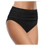 FIONECA Women's High Waisted Bikini Bottom Tummy Control Ruched Bathing Suit Swim Bottom - 3 of 4