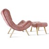 Planet 37.5" High Back High-End Velvet and Ultra-Soft Cushioning Upholstered Chaise Lounge Chaise and Ottoman Foot Rest Set-Maison Boucle - 3 of 4