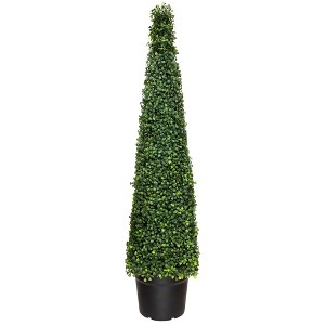 Northlight Two-Toned Artificial Boxwood Topiary Cone Tree in Pot - 4' - 1 of 4