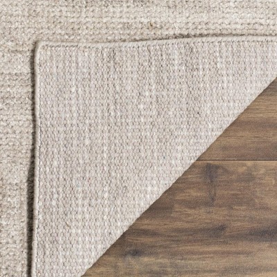 Light Grey Hand-Knotted Wool and Viscose 8' x 10' Area Rug