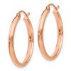 Black Bow Jewelry 2.8mm x 25mm Polished 14k Rose Gold Half Round Tube Hoop Earrings - 2 of 4