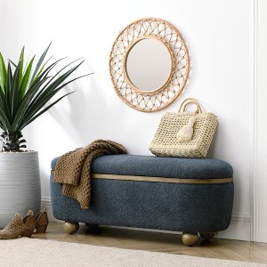 DOMETOUR Storage Ottoman Bench, Upholstered End of Bed Bench with Large Storage for Bedroom, Living Room, Entryway, Dark Blue - 1 of 4