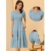 Allegra K Women's Summer Peasant Smocked Short Sleeve Midi Tiered A-Line Dress - 2 of 4