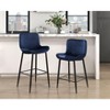 Sapphtopaz Modern Velvet Bar Stools Upholstered Counter Height Chair with Metal Legs Barstools Dining Chairs Set of 2 for Kitchen Island - 3 of 4