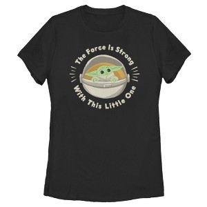 Women's Star Wars The Mandalorian The Child 2D Bassinet Force Is Strong T-Shirt - 1 of 3