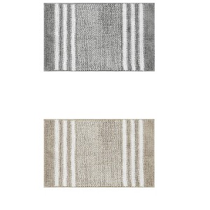 Unique Bargains Chenille Striped Pattern Non-Slip Bathroom Floor Mats 2 Pcs - 1 of 4