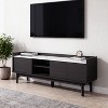 LuxenHome Modi Wenge 62” Wide TV Media Console with 3 Doors & Open Storage, Faux Marble Top, Manufactured Wood Brown - 2 of 4