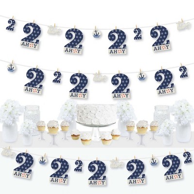 Big Dot of Happiness 2nd Birthday Ahoy - Nautical - Second Birthday Party DIY Decorations - Clothespin Garland Banner - 44 Pieces