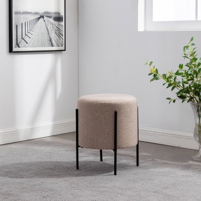 16" Modern Round Ottoman with Metal Base - WOVENBYRD