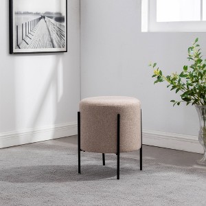 16" Modern Round Ottoman with Metal Base - WOVENBYRD - 1 of 4