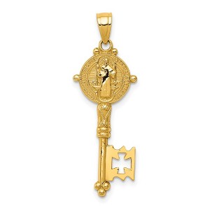 Black Bow Jewelry 14k Yellow Gold San Benito 2-Sided Key Pendant, 11 x 33mm - 1 of 4