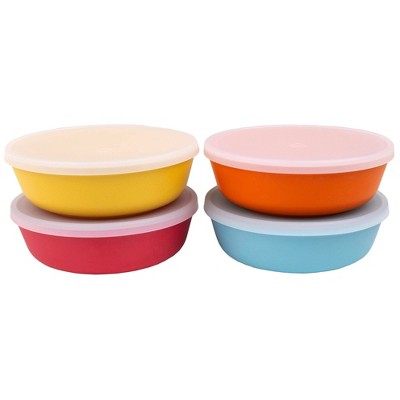 WeeSprout Bamboo Kids Bowls, Set of Four Kid-Sized Dinnerware, Cereal, Leftovers & Snack Bowl