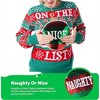 Joyfy Christmas Sweater, Naughty Sequin Christmas Ugly Sweaters, Funny Xmas Pullover Tops(Green and White) - 2 of 4