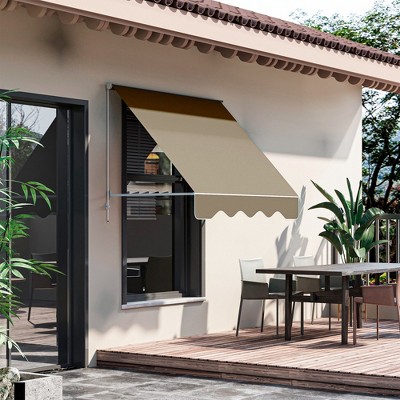 Sapphtopaz Retractable Awning Manual Patio Awnings Sunshade Shelter UV Resistant Aluminum Frame for Deck, Balcony, Yard