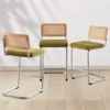Bekrvio Bar Stools Set of 2/3/4, 26”/30" Barstool with Rattan Back, Velvet-Upholstered & Chrome Frame,Mid Century Modern Kitchen Stool for Island - 4 of 4