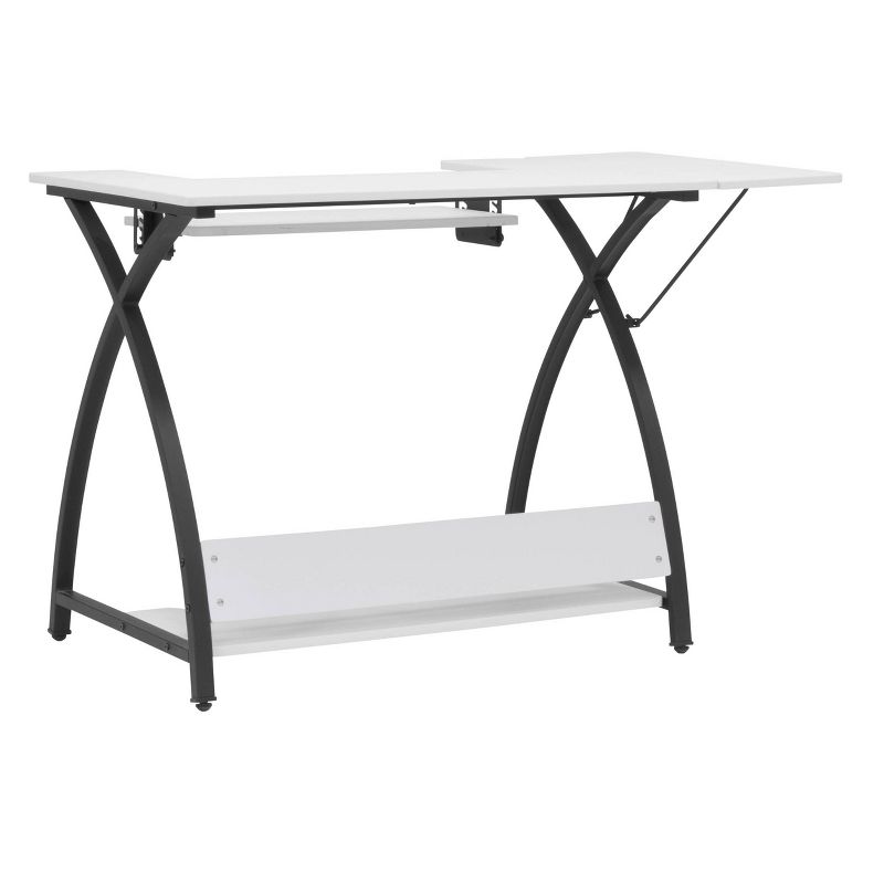 Comet Plus Sewing/Office Table with Fold Down Top, Height Adjustable Platform and Bottom Storage Shelf Black/White - Sew Ready, 4 of 17