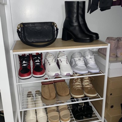 5 Tier Shoe Rack Black Metal With Natural Wood - Brightroom™ : Target