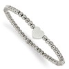 Chisel Stainless Steel Polished Heart 4mm Beaded Stretch Bracelet - 2 of 3
