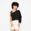 Women's One Shoulder Tie Cable Pullover Sweater - Wild Fable™ - 2 of 3