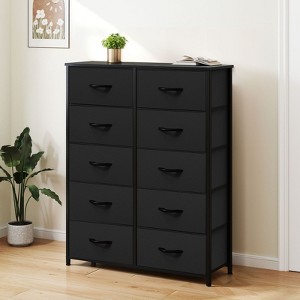 10 Drawer Dresser , Fabric Storage Tower, Organizer Unit for Room, Living Room, Hallway, Closets ,Sturdy Steel Frame, Wooden Top - 1 of 4
