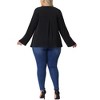 Agnes Orinda Women's Plus Size Chiffon Pleated Back V Neck Long Sleeve Rolled Up Dressy Casual Blouses - image 4 of 4