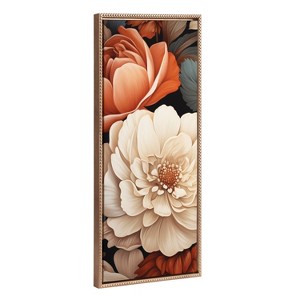 Kate & Laurel All Things Decor 18"x40" Sylvie Beaded Romantic Ivory and Peach Flora Framed Canvas by The Creative Bunch Studio Gold - 1 of 4