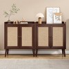 SEVOBAL Utility Storage Cabinets Vintage Rattan Sideboard Cabinet, Stylish Storage for Dining Room, Living Room and Hallway, Brown, 15"*26.4"*30" - 2 of 4