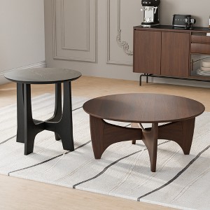 Spassway Round Coffee Table Sets Farmhouse Sofa Side Nesting Tables End Table Set with Wood Natural Finish for Living Room Bedroom Home Office - 1 of 4