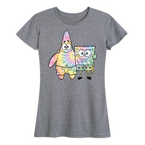 Women's - SpongeBob SquarePants - SpongeBob & Patrick Tie Dye Short Sleeve Graphic T-Shirt - 1 of 4