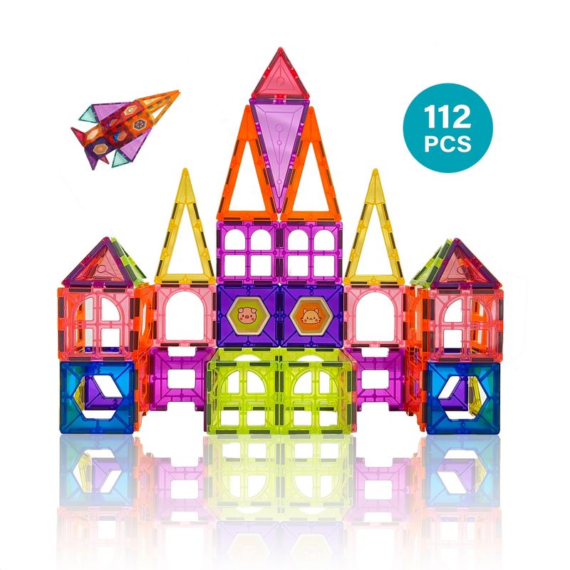 Contixo Tiles ST4 -Kids Toy Magnetic Building Shapes -112 PCS 3D Building Blocks STEM Construction, 2 of 10