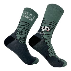 Crazy Dog T-Shirts Women's Life Is A Tornado Socks Funny Cow Twister Footwear - 1 of 4
