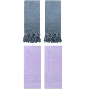 REGALWOVEN 4 Packs Striped and Tassels Hand Towels for Bathroom 14" x 30" - 1 of 4
