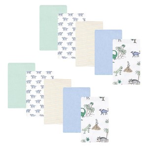 Hudson Baby Infant Boy Cotton Flannel Burp Cloths, Boy Dino World 10-Pack, One Size - 1 of 4