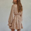 Coolmee Women Sexy Hot Deep V Neck Long Sleeve Tie Belt Sequined Party Banquet Drape High-End Wrap Dress - 3 of 4