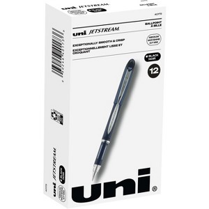 uni Jetstream Ballpoint Pen Fine Pen Point  0.7 mm Pen Point Size  Black Pigmentbased Ink  Blue Stainless Steel Barrel - Pack of 12 - 1 of 4