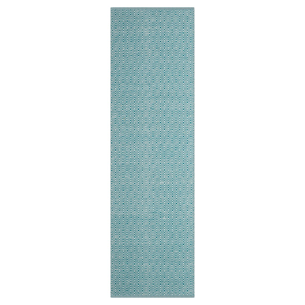 Ivory/Turquoise Stripe Flatweave Woven Runner - (2'3inx6') - Safavieh