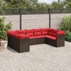 vidaXL 9 Piece Patio Sofa Set with Cushions Brown Poly Rattan - 2 of 4