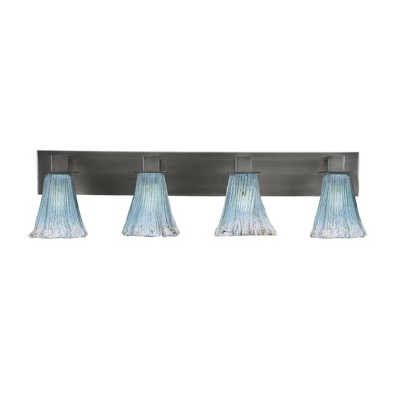 Toltec Lighting Apollo 4 - Light Vanity in  Graphite with 5.5" Fluted Teal Crystal  Shade