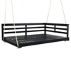VisioGear Patio Swing Bed Modern Porch Swing Hanging Bed Frame with Hemp Ropes and Single Arm for Garden, Backyard, Black, 80"*55"*23.7" - 2 of 4
