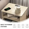 CIPACHO Natural Wooden Night Stand with Charger Station USB-C AC Ports 2 Drawers Open Storage - 4 of 4