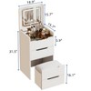 NicBex Makeup Vanity Desk with Plip Top Mirror,Wood Makeup Table with Glass Desktop,3 Drawers and Cushioned Tool for Bedroom - 3 of 4